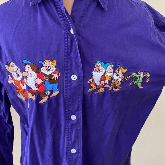 Disney Embroidered 7 Dwarfs Button Front Cotton Shirt - Picture 2 of 10
